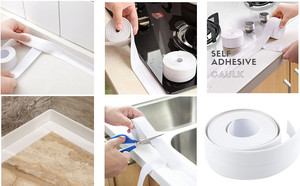 Cinta selladora de esquina de pared para lavabo de baño, cinta selladora blanca para bañera - Product Image 5