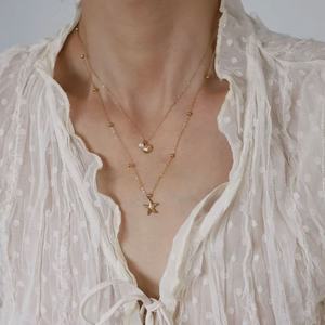 Collier anti-ternissement en or 18 carats en acier inoxydable véritable, bijoux fins, colliers superposés à la mode avec étoile de mer et coquillage pour femme - Product Image 5