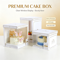 Boîte à gâteau en carton blanc transparent avec fermeture sécurisée, emballage esthétique pour pâtisserie, vitrine pour cadeau d'anniversaire, personnalisable OEM