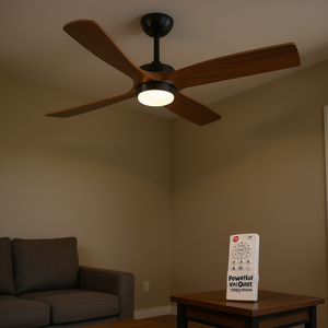 Ventilateur de plafond moderne de 72 pouces avec 3 pales en bois, télécommande et lumière pour véranda, salon, chambre à coucher - Product Image 2