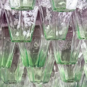 Collezione <span class=keywords><strong>Venini</strong></span> del Mid-20th secolo Murano sorprendente Poliedri lampadario in vetro soffiato Murano rosa e verde per sala da pranzo - Product Image 5