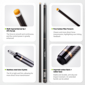 Taco de billar de fibra de carbono Serat Carbon - Taco de salto y rotura para billar americano y taco de <span class=keywords><strong>snooker</strong></span> |   5 Tamaños de Puntas | Salta, Golpea, Juega al <span class=keywords><strong>Snooker</strong></span> y al Pool - Product Image 3