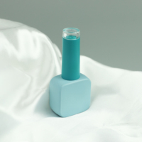 Vente en gros de flacons carrés de 10 ml en verre bleu givré pour vernis à ongles en gel avec bouchon et pinceau, impression de logo personnalisée et OEM/ODM acceptés
