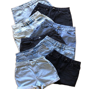 Pantalones Cortos de Mezclilla Holgados para <span class=keywords><strong>Mujer</strong></span>, Personalizados al por Mayor, de Cintura Alta, Sólidos, Casuales, Retro, de Verano - Product Image 1