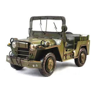Iron Office Decor Creative Military Vehicles Iron Crafts Handmade Retro Antique Metal Car Model For Home Decor Gifts