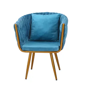 Мебель в скандинавском стиле из кованого железа, бархатное заднее сиденье, повседневное дизайнерское кресло для кафе