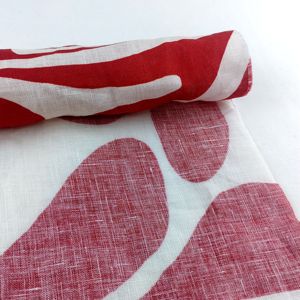 Venta directa de fábrica Transpirable 100% Lino Tela de lino Color rojo Impreso para niñas Camisas de verano y primavera Ropa de vestir - Product Image 6