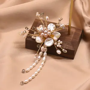 Broche haute qualité en perles blanches, à la mode, barrette, grosses perles, pour femmes et filles, cadeau de luxe,