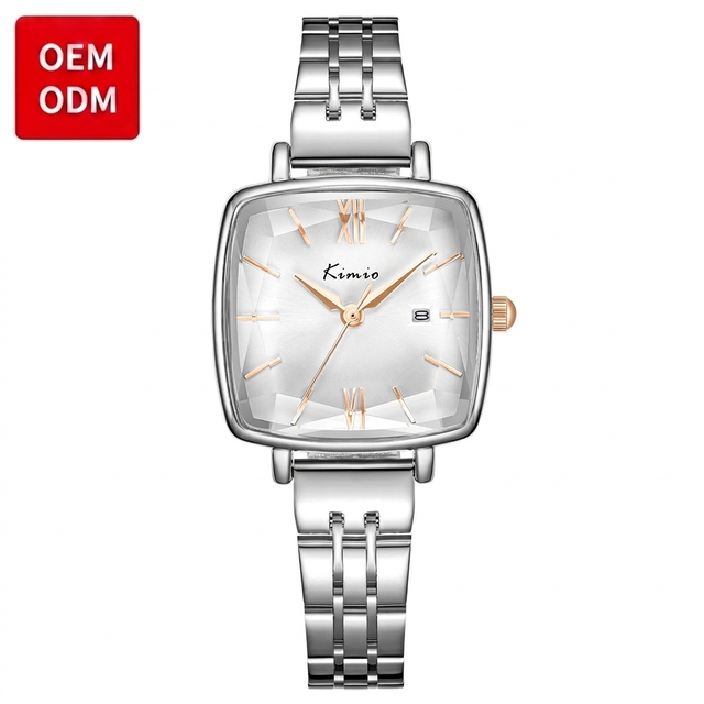 VVS Women's Luxury Square Watch Steel Band Butterfly Snap Clasp Mineral Glass Waterproof Korean Style Custom Wrist Watch