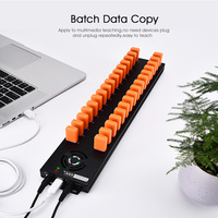 Sipolar A-832 Hub USB 2.0 Industrial de 32 Puertos, Hub de Datos de Alta Potencia de 240W con Interruptores y Adaptador de Corriente para Phone Farm