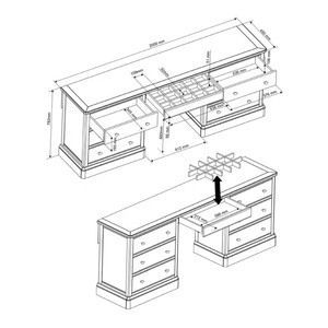 Table de maquillage de style minimaliste personnalisée, en bois massif peint en blanc, placage de chêne, console avec tiroir, coiffeuse avec étagère à bijoux - Product Image 6