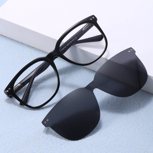 Tr90 Magnetic <b>Clip</b> On Sunglasses For Glasses Black <b>Frame</b> Uv400 Polarized Unisex Sun Protection Travel Driving - Product Image 1