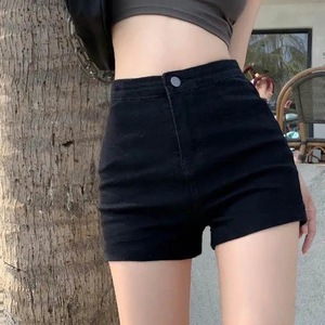 2025 Summer New Slim Fit Versatile Hot Pants for Women <b>Black</b> <b>High</b> <b>Waist</b> Stretch Straight <b>Denim</b> <b>Shorts</b> Printed Hot Girl Style - Product Image 1