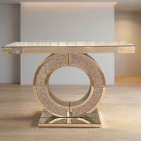 Table console moderne et contemporaine de luxe en verre miroir avec bois MDF pour salon, entrée, maison, hôtel, villa