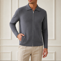 Maßgefertigte Herren-Strickjacke mit 30% Wollanteil, Polokragen, Reißverschluss, Antistatisch, Maschinenwäschbar, OEM ODM Quellfabrik, Private Label