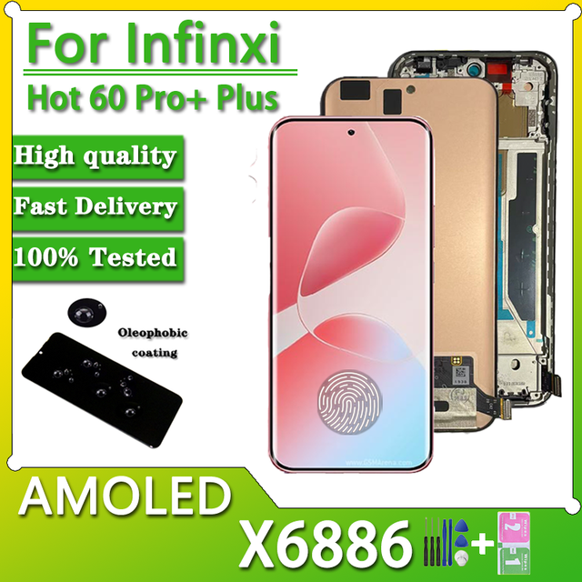 Weeknow Wholesale OLED LCD Screen 6.78 Inches for Infinix Hot 60 Pro Plus (X6886) FingerPrints Display Touch Digitizer Full