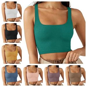 Women's Solid Color Short Front Knitted Fabric Anti-pilling Sexy <b>Small</b> Vest Tank Top - Product Image 1