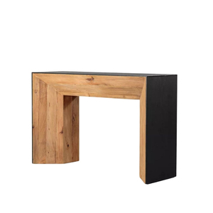 Table console en bois de pin recyclé, finition naturelle et noire, style rustique, pour entrée, couloir, salon, décoration intérieure - Product Image 2