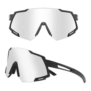 Einteilige Linse Cooles Fahrrad glas Herren Schatten Sonne Polarisierte Brille Sport Silber Brille Retro Biker