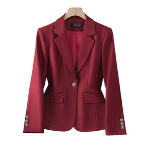 Women's Blazer Slim Fit Solid Color Polyester No-Wrinkle Treatment Casual Autumn Wear - Product Image 5