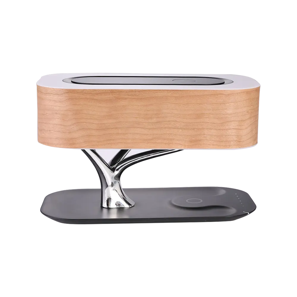 Hot wooden bedroom tree of light bedside lamp Touch Led Wireless Charging table Lamp With Speaker