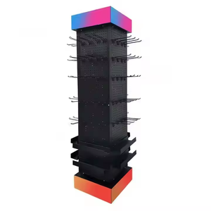 Best-Selling 360-Degree Four-Sided Rotating Display Stand <strong>Metal</strong> Supermarket Rack with Wire <strong>Shelving</strong> for <strong>Storage</strong> - Product Image 1