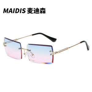 Maidis Frameless Sunglasses Metal Gold Square Gradient Lens Unisex UV400 <b>Light</b> Weight - Product Image 1