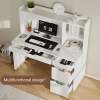 Bureau avec huche de 47 pouces, blanc, avec 4 tiroirs et tiroir à dossiers pour chambre à coucher
