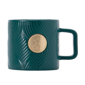Taza <span class=keywords><strong>de</strong></span> café <span class=keywords><strong>de</strong></span> cerámica con logotipo personalizable con sello <span class=keywords><strong>de</strong></span> cobre a rayas Taza para beber - Product Image 1