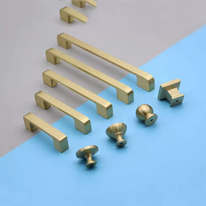 Tiradores de Gabinete Dorados, Herrajes de Cocina, Tiradores de Gabinete de Latón Cepillado, Tiradores de Puerta en Forma de T, Juego de Tiradores Simétricos - Product Image 1