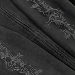 Sudadera con Capucha de Alta Calidad, Estilo Vintage, Lavado Ácido, 100% Algodón, con Cierre y Bordado Desgastado - Product Image 4