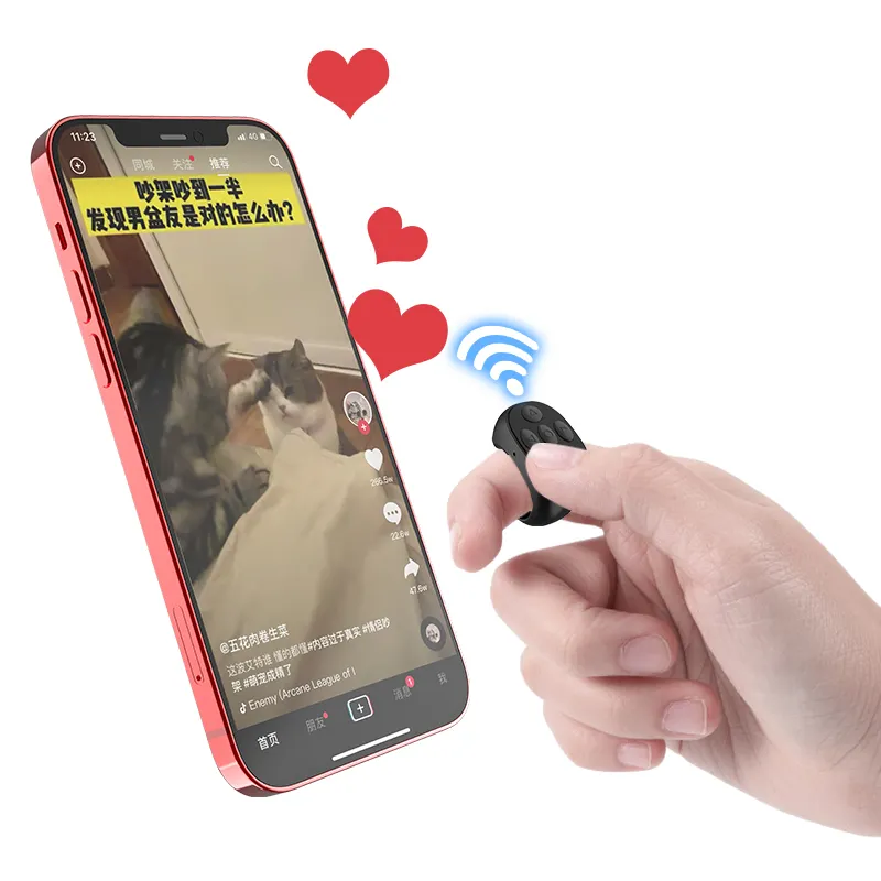 Mais novo bolso controle remoto anel controlador sem fio bluetooth telefone móvel selfie temporizador página Turner anel portátil para tiktok