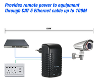 Adaptateur/Injecteur PoE mural LZD 24V 48V à vente rapide, Ethernet 10/100/1000 Mbps avec protection contre les surcharges/courts-circuits CE/FCC