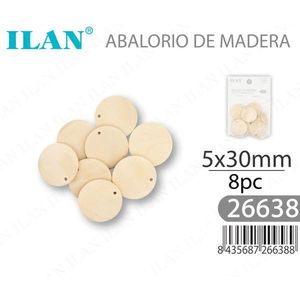 Dischi in Legno Ilan 5x30mm 8pz Perline per Artigianato - Product Image 2