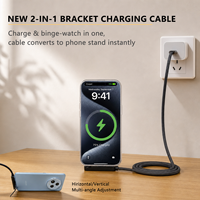 Offre Spéciale Septembre : Câble de Données Type-C vers Type-C 240W Max 1,2M à Charge Rapide, Tressé en Nylon, avec Support Téléphone Intégré pour Mobile
