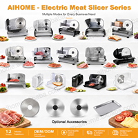 Trancheuse Électrique Domestique 150W avec Moteur 5430, Machine à Couper la Viande et les Charcuteries Haute Productivité, 2 Lames Amovibles en Acier Inoxydable 7.5