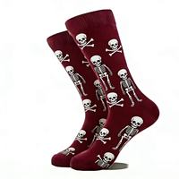 Nouvelle Arrivée Chaussettes Gothiques à Motif Crâne pour Hommes, Mi-Mollet, en Coton, Thème Halloween, Chaussettes Fantaisie Squelette, Vente en Gros