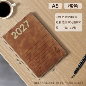 Agenda annuel A5 2027 en cuir PU, carnet de notes hebdomadaire et mensuel, agenda, ventes chaudes - Product Image 3