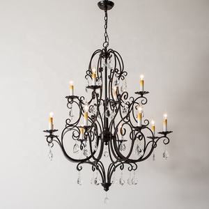 New Design European Design Elegant Villa Loft Stair Big Candle K9 Crystal Black <b>Chandelier</b> Lighting - Product Image 6