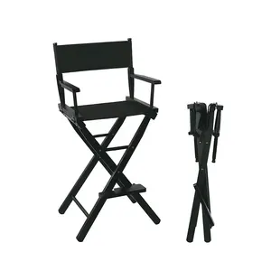 HE-403,High Quality Seat Height 30inch Wooden Folding Director Chairs Tall Director Chairs With Footrest Foldable Makeup chair