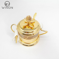 Table de café en métal pour cuisine, hôtel, Restaurant, 1 canette, sucre, épices, pot d'assaisonnement, avec poignée de fleur de lys