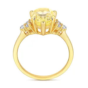 Роскошное позолоченное кольцо из стерлингового серебра 925 пробы с цирконием в форме груши, обручальное кольцо с желтым драгоценным камнем