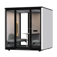 Cabine insonorisée modulaire moderne en alliage d'aluminium avec éclairage LED et isolation pour hôtel, bureau, usage domestique