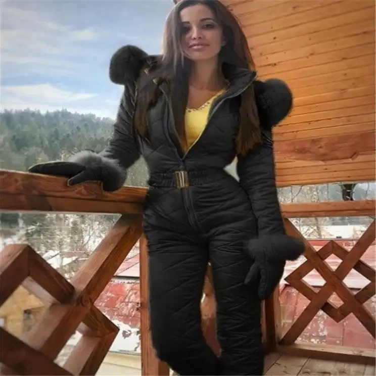 Winter warm woman fashion ski suit jacket hoodie outdoor sports jumpsuit zipper ski suit clothes 8230328