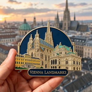 Aimants de réfrigérateur 3D personnalisés en métal émaillé, Vienne Autriche, St. Stephan, souvenir de voyage, logo personnalisé - Product Image 1