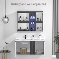 Lavabo de salle de bain en contreplaqué de bois massif de style moderne Lavabo en céramique résistant à l'eau Miroir encadré fini laqué pour hôtels