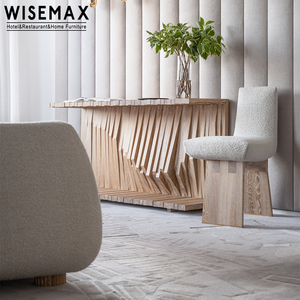 WISEMAX FURNITURE, silla de tocador de dormitorio de diseño francés, marco de madera maciza, silla de comedor de lana de cordero suave blanca Crema para <span class=keywords><strong>restaurante</strong></span> - Product Image 3