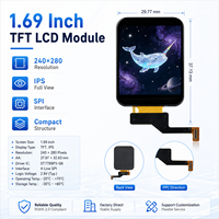 Módulo LCD TFT Personalizado de 1.69 Pulgadas 240x280 AA 27.97x32.63mm con Controlador IC ST7789 para Dispositivos Portátiles y Proyectos de Dispositivos Integrados
