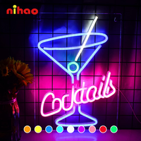 NIHAO Enseigne néon personnalisée en acrylique en forme de tasse à café, enseigne lumineuse pour bar, pub, décoration murale, logo d'entreprise