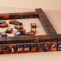 Mahjong américain 160 tuiles en acrylique gravées avec motifs citrouille, fantôme et chauve-souris – Jeu de table amusant pour Halloween et réunions de famille